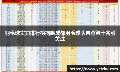 羽毛球实力排行榜揭晓成都羽毛球队荣登第十名引关注